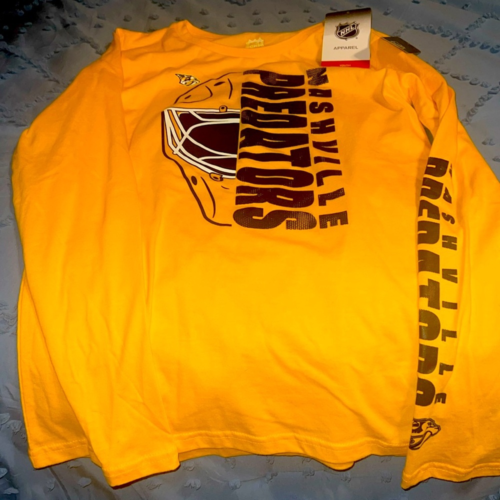 Youth long sleeve Nashville Predators t-shirt.